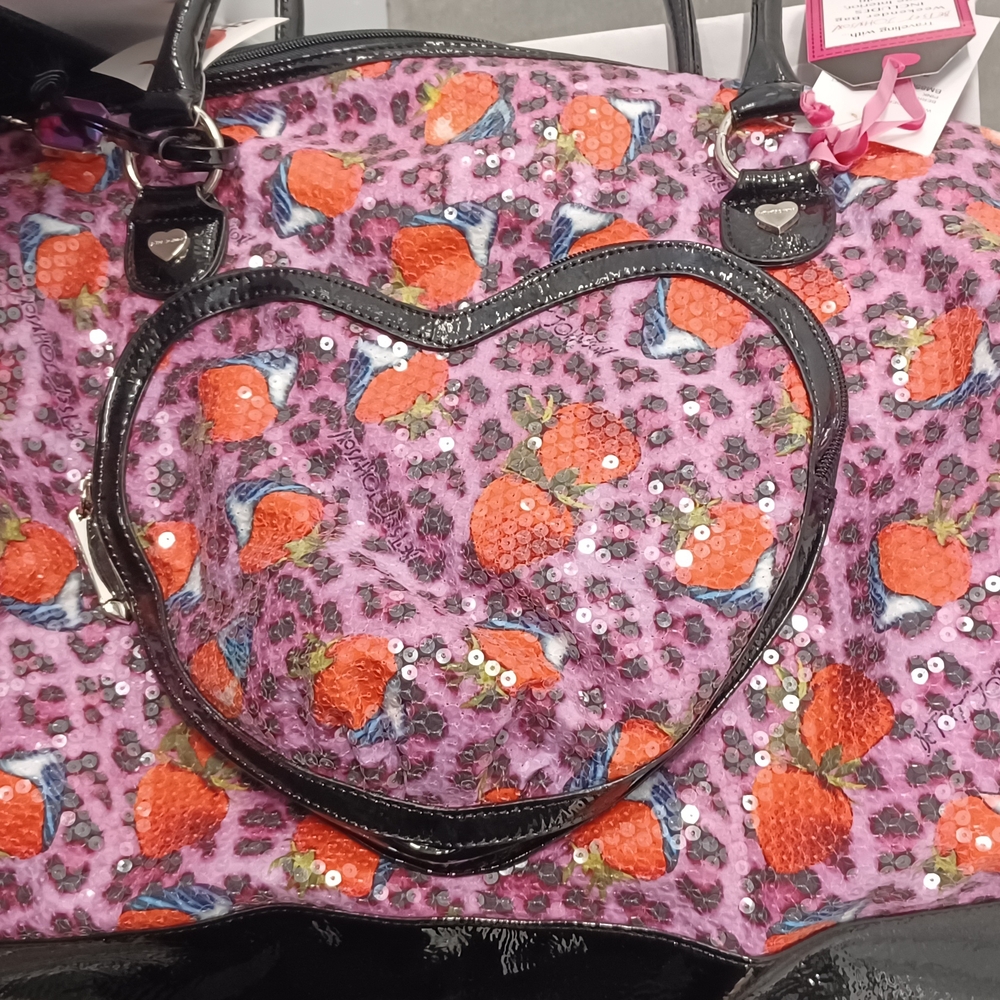 New Betsey Johnson Lavender Orange Leopard Women's Extra Large Overnight Bag